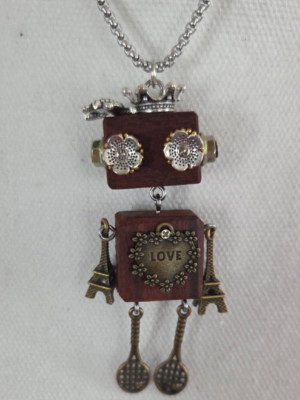 NWOT Steampunk "Love"  Robot Pendant Necklace - Picture 2 of 8